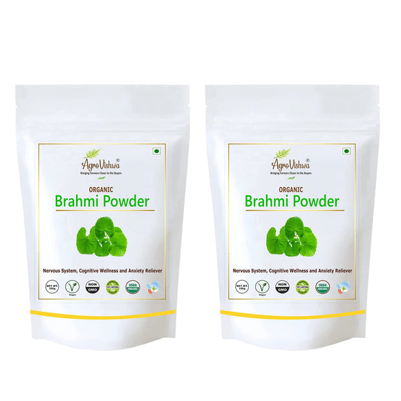 Agrovishwa 100% Pure Organic Brahmi Powder Herbal Supplement for Hair Split End Repair/Scalp Treatment Hair Nourishment|-200 gms