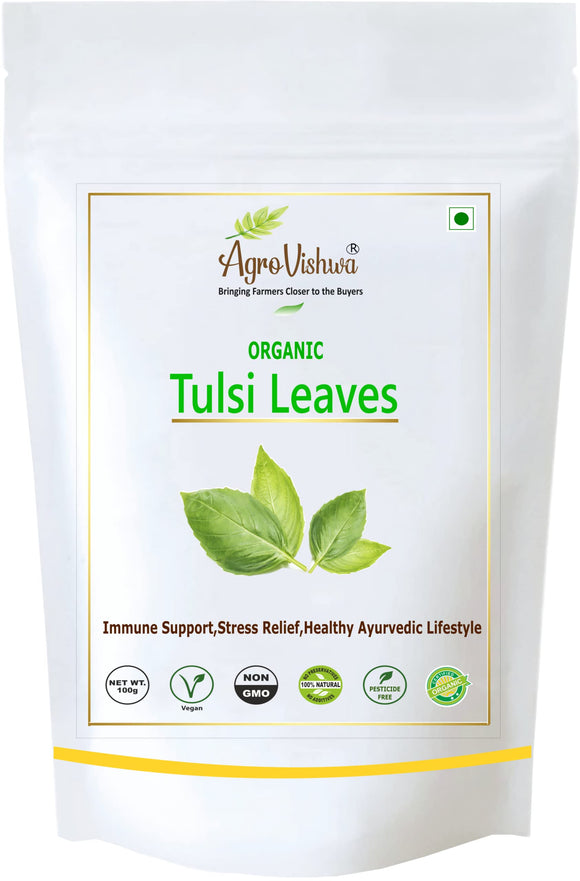 Agrovishwa Pure Tulsi Leaves | Premium Quality | Immunity Support, Rich with Anti-oxidant| Healthy Ayurvedic Lifestyle| 100 gm