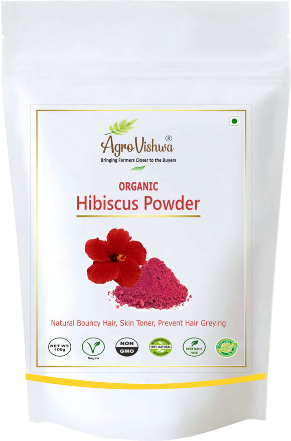 Agrovishwa Organic Hibiscus Powder | Anti-ageing |Skin Tightening | Glowing Face Brightening and Moisturizing Mask - 100g