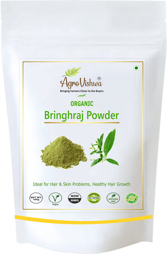 Agrovishwa 100% Organic Bhringraj Powder For Hair Care, Hair Growth , Natural Hair Conditioning-100g