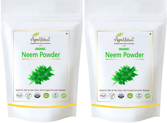 Agrovishwa Organic NEEM LEAVES Powder |Premium Quality | Chemical Free Hair & Skin Cleanser | Resealable Pouch (200g)