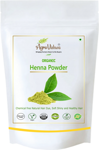 Agrovishwa 100% Pure & Natural Organic Henna Powder | Henna For Smooth | Silky Hair| Chemical Free |Hair Dye | Tattoos | Body Art Quality-100g (Henna -100g)