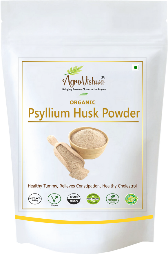 Agrovishwa Organic Psyllium Husk Powder | Premium Quality | Natural fiber |Healthy Gutt, Weight Management, Cholesterol Control| Keto Friendly | 100g